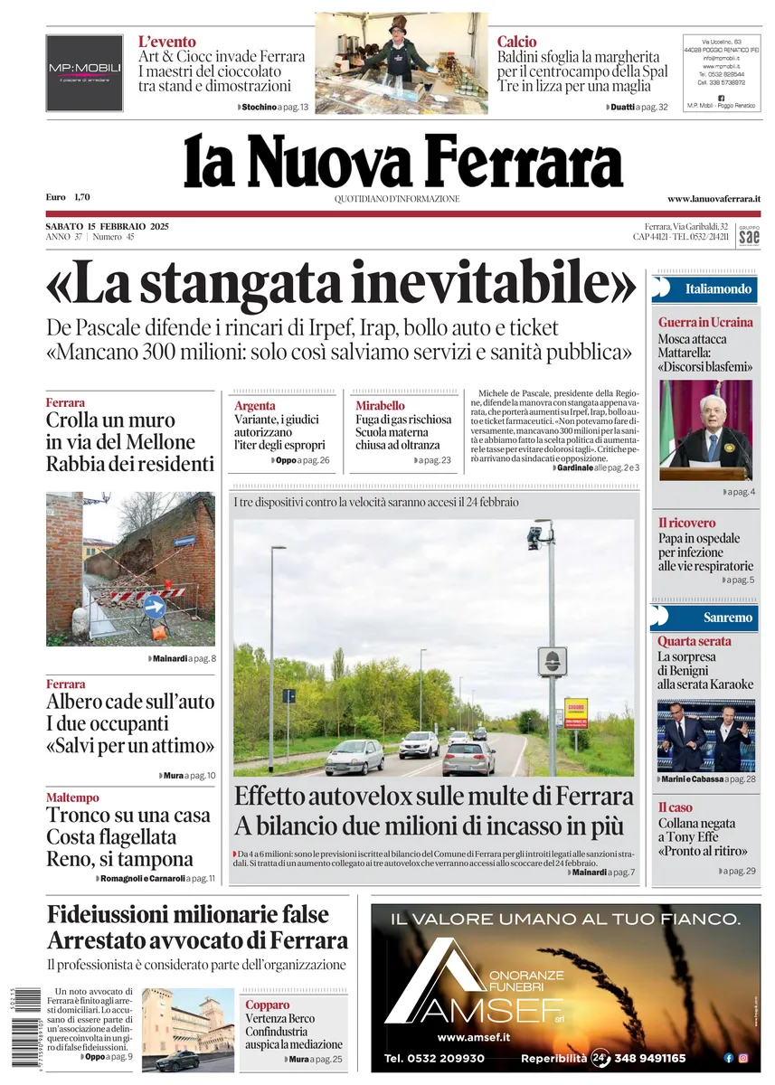 Prima-pagina-nuova ferrara-oggi-edizione-del-2025-02-15